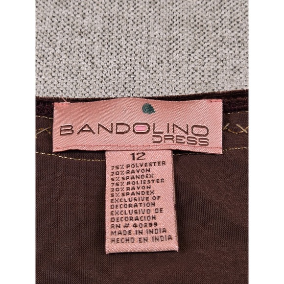 VTG‎ Y2K Bandolino Dress Women's 12 Brown Velvet Paisley Beaded Gypsy Whimsigoth - Picture 5 of 13